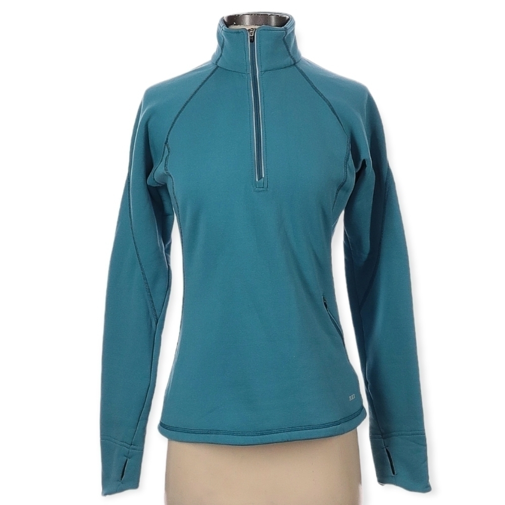REI 3/4 Zip Teal Fleece Sweatshirt Jacket Size XS